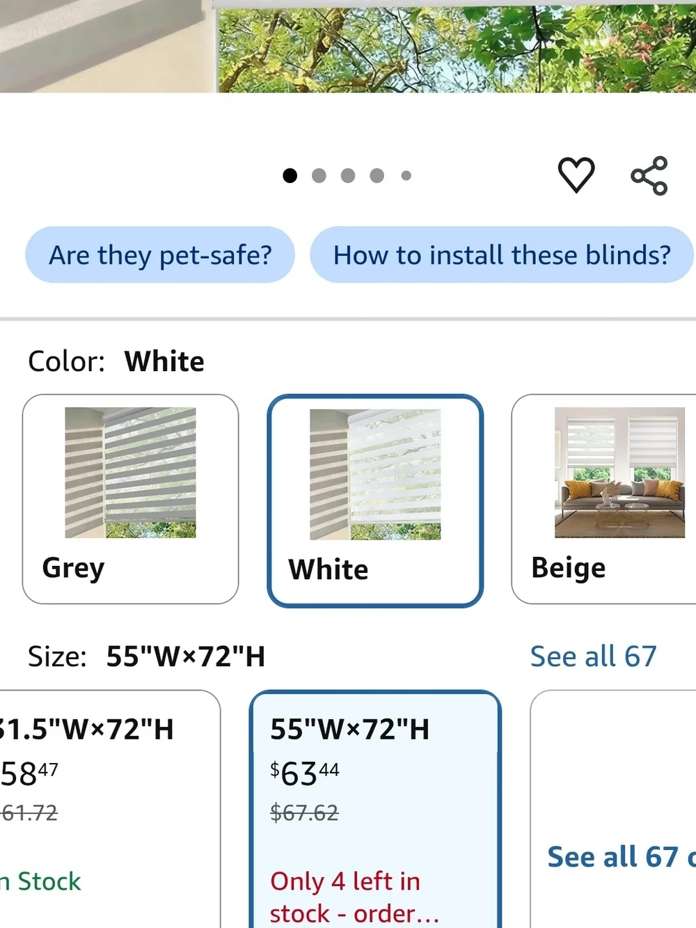 Zebra Window Roller Shade - White